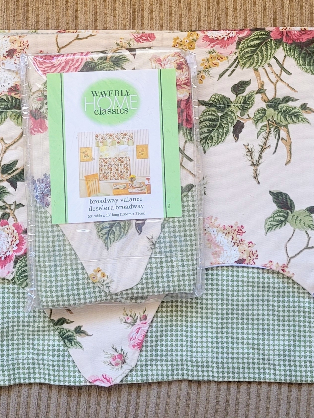 Vintage Waverly Home Classics 2 Scalloped Valances Floral Gingham Cottage Core